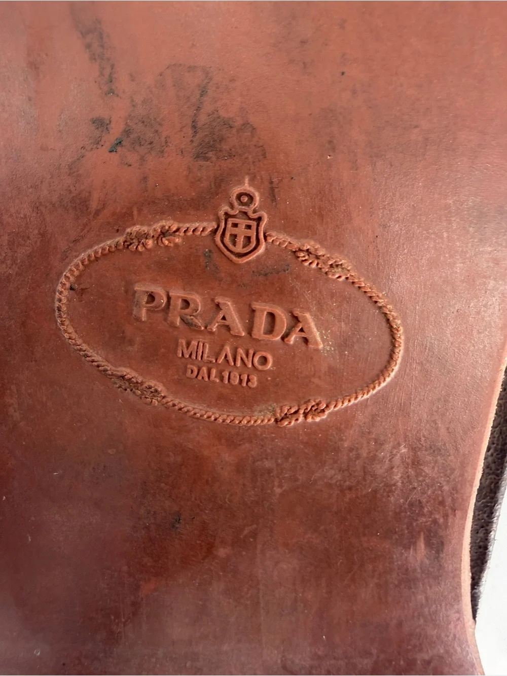 Prada Classic Men's Brushed Brown Leather Derby Shoes Size 8